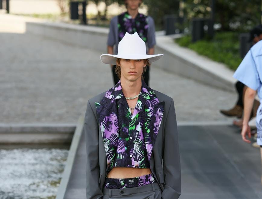 milan hat formal wear long sleeve fashion sun hat adult male man person suit