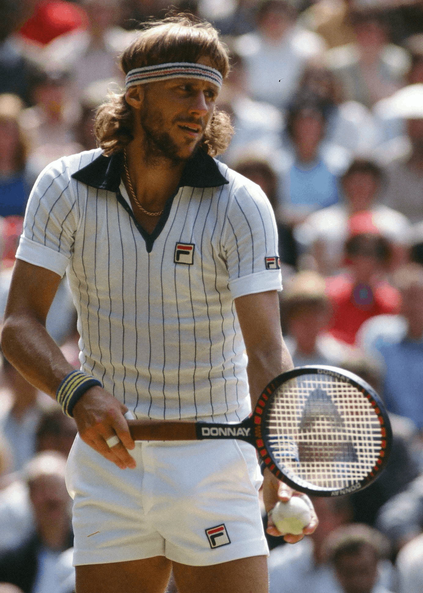 Björn Borg durante un match negli anni '70 (Courtesy of Fila)