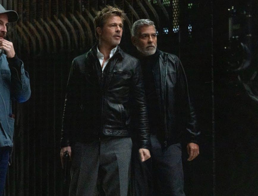 "Wolfs", Brad Pitt e George Clooney sul set del film (Sony Pictures)